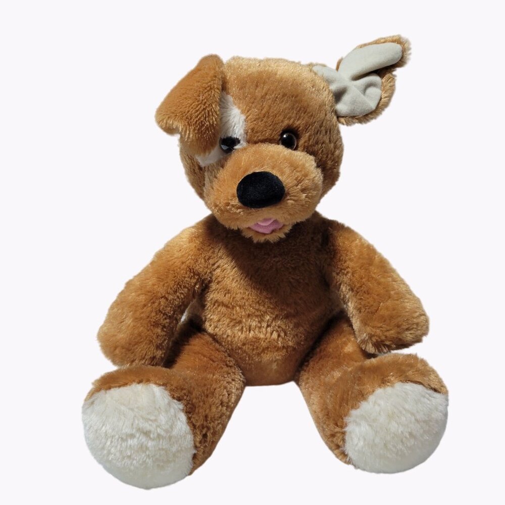 Build a Bear Puppy Dog 17 inch Plush Brown White Spot Stuffed Animal Toy BAB